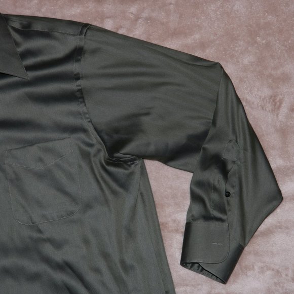 Geoffrey Beene Sateen Button Up Dress Shirt - Long Sleeve Wrinkle Free - Picture 4 of 13